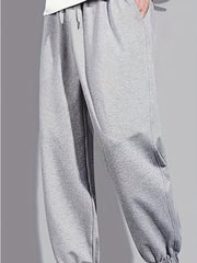 Men's Solid Drawstring Sweatpants Loose Fit Straight Leg