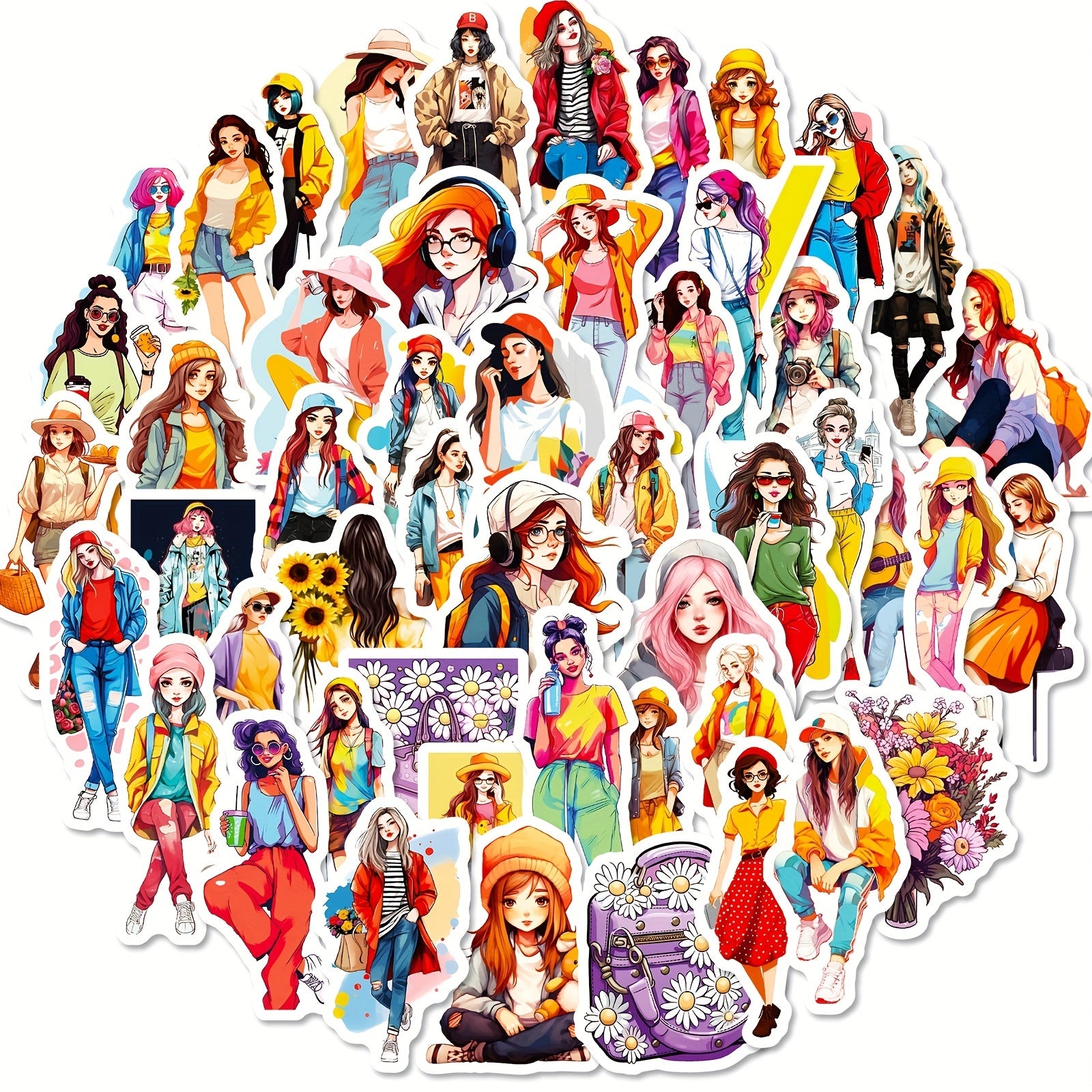 50pcs Waterproof Lady Stickers for Water Bottles Laptops Phones Skateboa