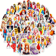 50pcs Waterproof Lady Stickers for Water Bottles Laptops Phones Skateboa