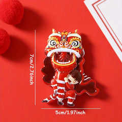 Resin Lion Refrigerator Sticker Chinese New Year Festive Decor