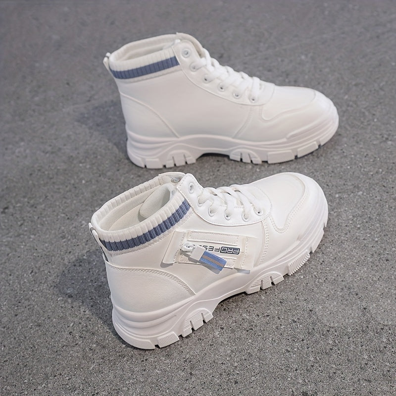 Women's Non-slip Thick Bottom Skate Shoes Medium Top Casual Shoes
