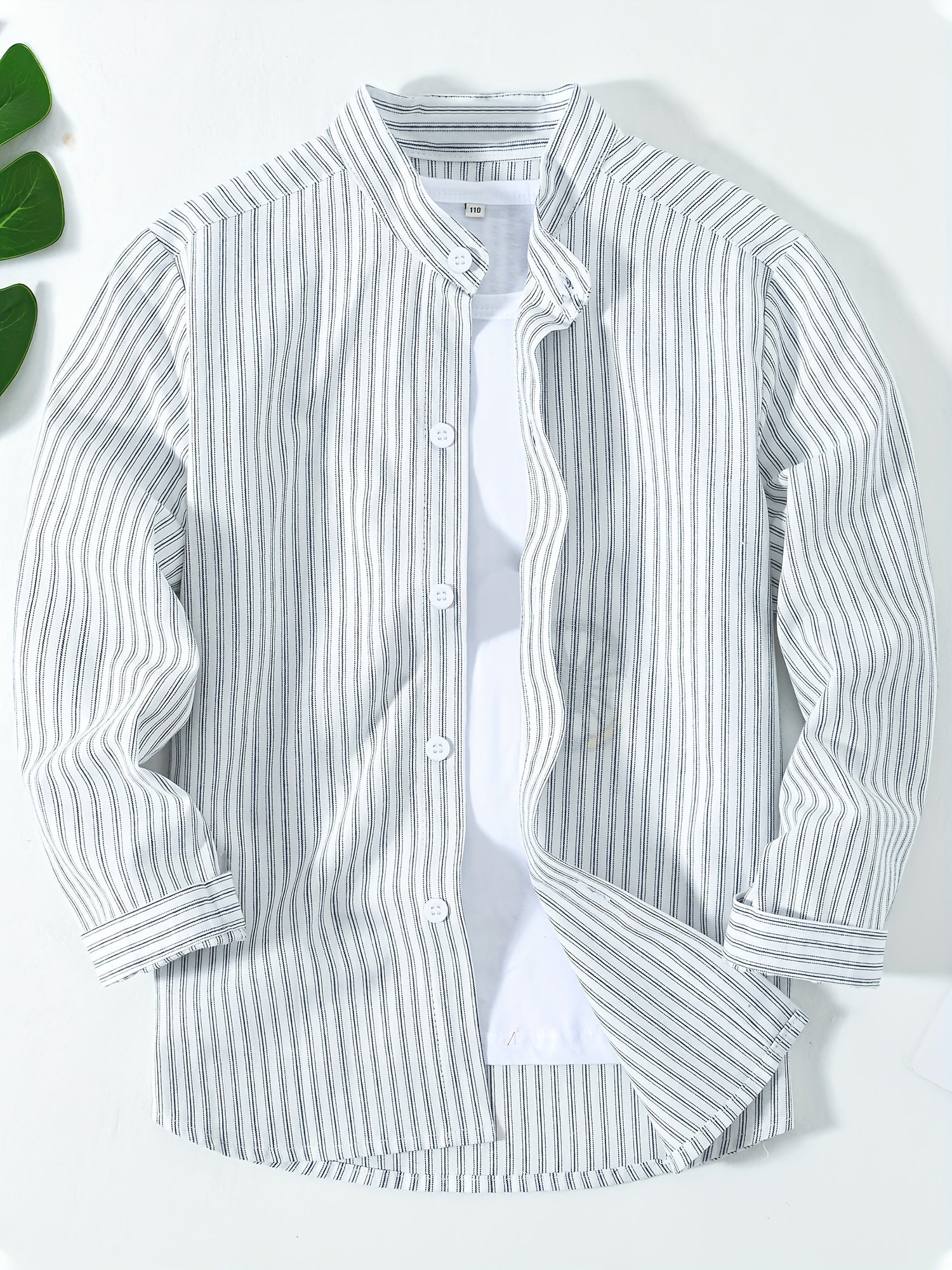 Boys Striped Casual Long Sleeve Lapel Shirt