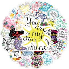 50pcs Inspirational Text Sentence Phone Case Stickers Waterproof DIY Decoration