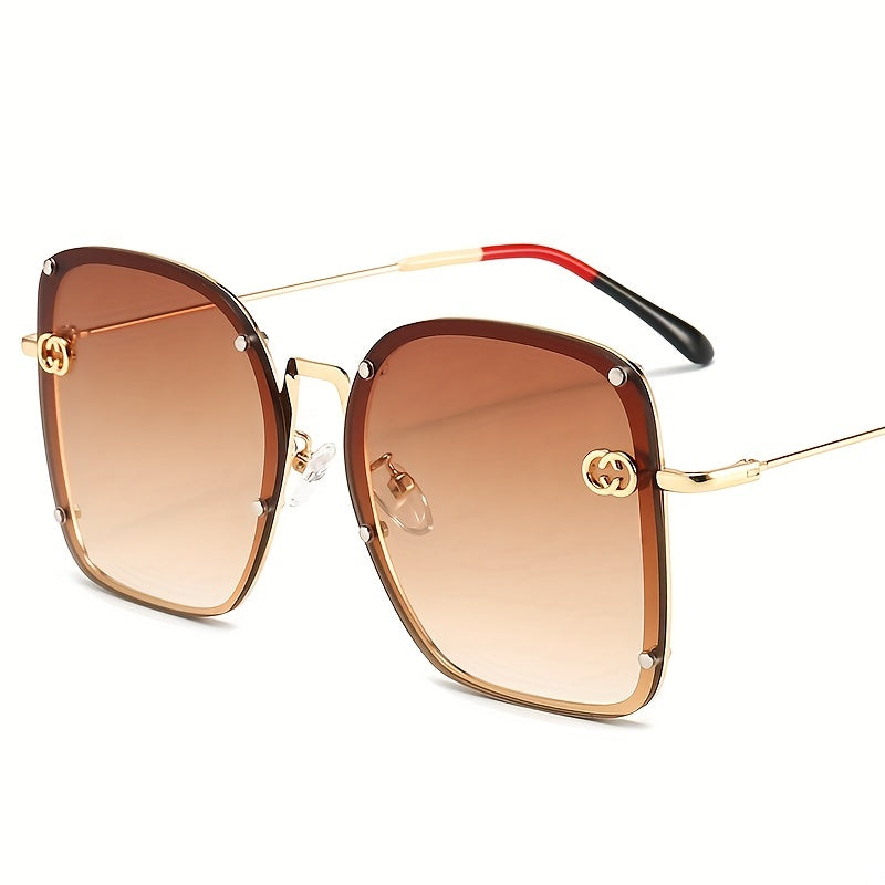 Unisex Square Sunglasses Rimless with Pouch