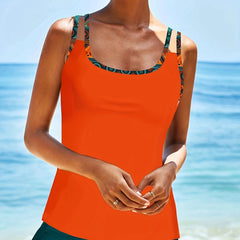 Modest Tankini Set Geo Print Cami Top & Shorts S