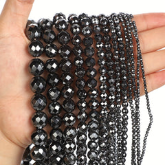 Faceted Hematite Beads Natural Stone Round Loose Beads 2-12mm