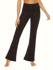 Flared Legs Yoga Pants High Waist With Pocket High Stretch