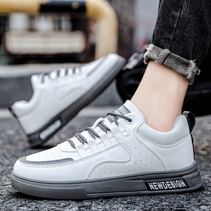 Men's British Lace Up Skate Shoes Lightweight Comfy Non slip Sneakers