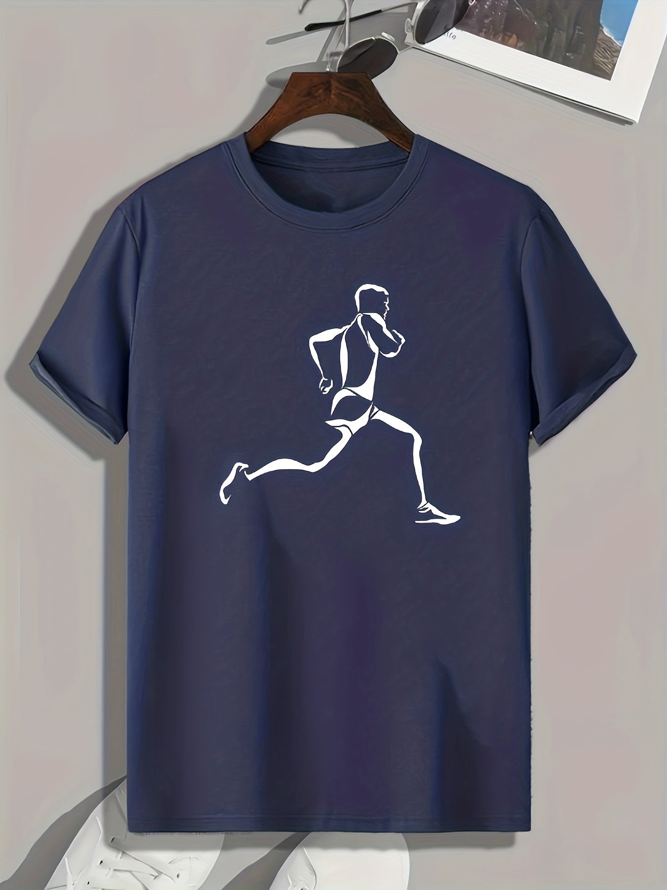 Pattern Print Men's Sports T-shirt for Fitness Activities