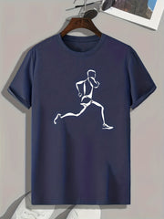 Pattern Print Men's Sports T-shirt for Fitness Activities