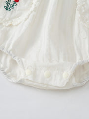 Infant Ruffles Short Sleeve Romper Flower Embroidery Bodysuit Onesies
