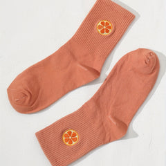Fruit Embroidery Socks for Women