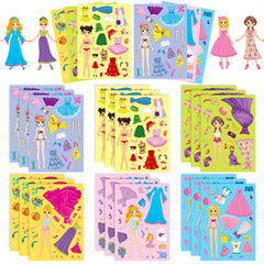 6pcs Princess Stickers Pack for Girls, DIY Cartoon Puzzle Stickers