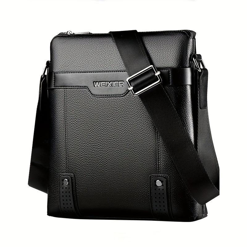 Men's Business PU Leather Crossbody Bag Large Capacity Messenger Bag