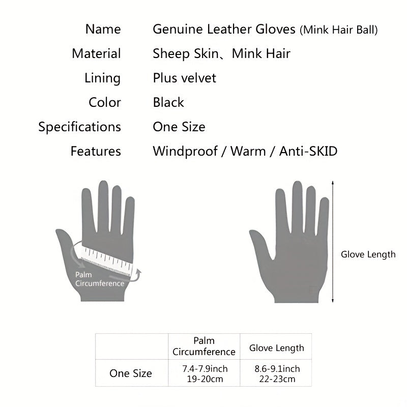 Women's PU Leather Plush Short Gloves for Riding Windproof