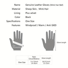 Women's PU Leather Plush Short Gloves for Riding Windproof