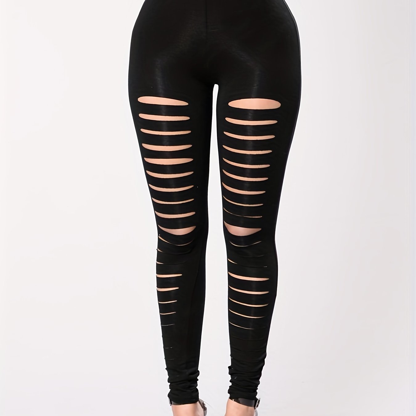 High Waist Ripped Skinny Leggings Casual Stretchy Legging