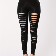 High Waist Ripped Skinny Leggings Casual Stretchy Legging