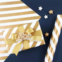 Golden Striped Polka Dot Gift Wrapping Tissue Paper Background
