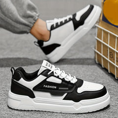 Men's Letter Print Lace Up Skateboard Shoes Lightweight Sneakers