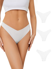 3pcs Seamless Solid Briefs Breathable Intimates Panties