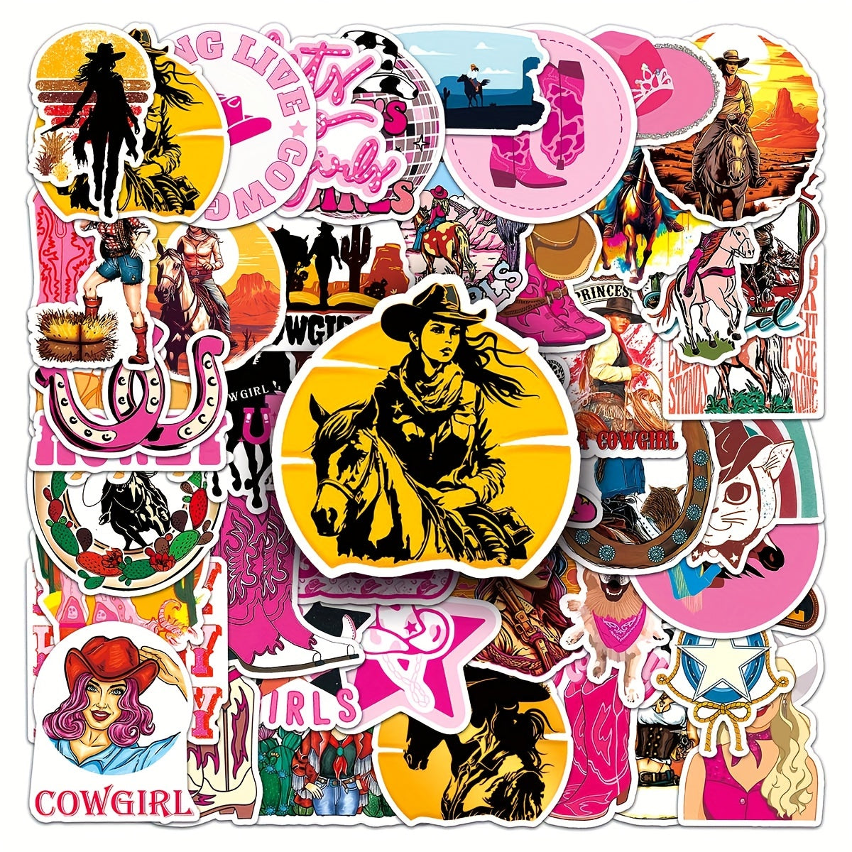 50pcs Cowgirl Cartoon Graffiti Stickers Waterproof Sticker