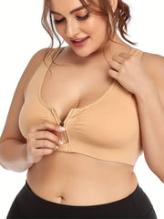 3 Pack Plus Size Sports Bra Set Zipper Front Racer Back Wireless Bralette