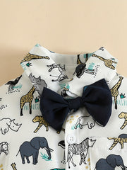 Baby Boys Animal Graphic Onesie & Suspender Shorts Set