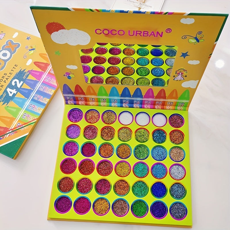 42 Colors Glitter Sequin Eyeshadow Palette for Cosplay Halloween Dance Party