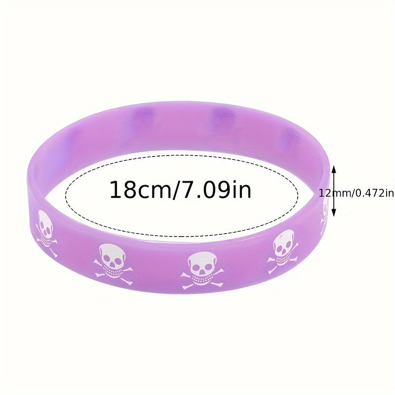 9pcs Skull Silicone Sports Bracelets Elastic Men's Jewelry Gift