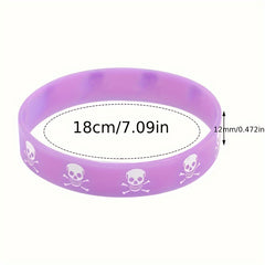 9pcs Skull Silicone Sports Bracelets Elastic Men's Jewelry Gift