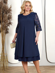 Casual Dress Lace Half Sleeve Layered Dre