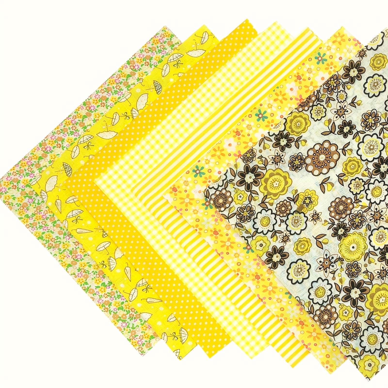 7pcs 49 78 49 Yellow Squares Floral Printed Cotton Fabric For Quilting DIY Craft