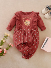 Happy Cookie Graphic Flying Sleeve Romper