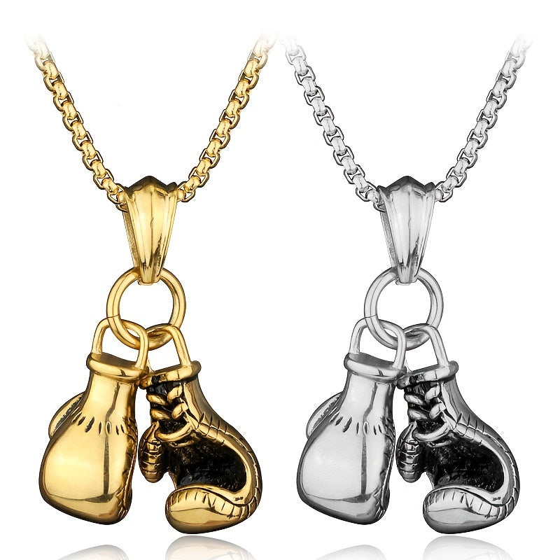 Personalized Punk Double Boxing Gloves Pendant Necklace For Men