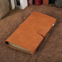 Refillable Orange Leather Journal Notebook