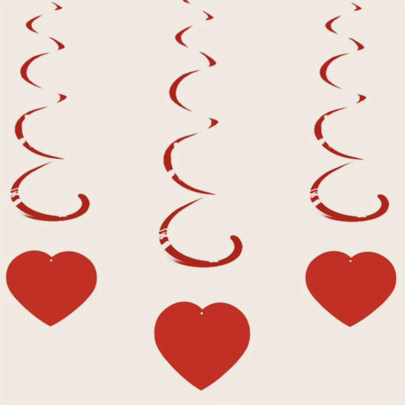 6pcs Heart Pull Flags Red Heart Spiral Banners Party Decoration