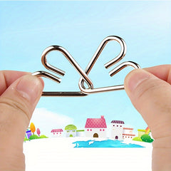 Pocket Wire Puzzle Set 32 Pieces Brain Test Chain Unlock Interlocking Game Ring