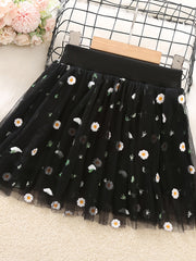 Toddler Girls Flower Embroidery Tutu Skirt Summer Party Dance Training Ballet