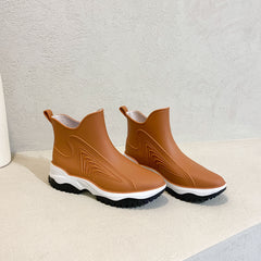 Women's Short Rain Boots Waterproof Slip On Shoes Non-slip Outdoor Work Shoes