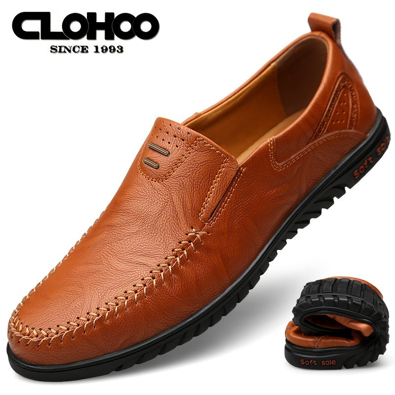 CLOHOO Customizable Leather Loafer Shoes Soft Sole Casual Slip On Flat Shoes