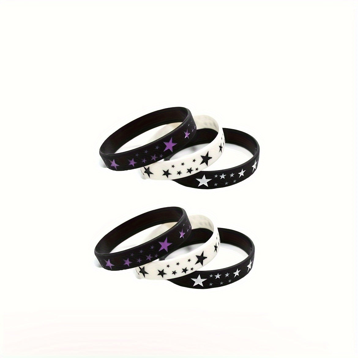6 Pcs Silicone Bracelet Star Pattern Punk Sports Bracelet