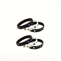 6 Pcs Silicone Bracelet Star Pattern Punk Sports Bracelet