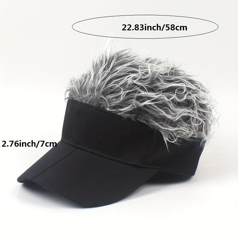 Adjustable Sun Visor Hat with Wig Spiked Hairs Cap