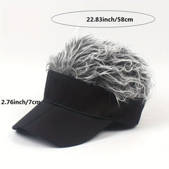 Adjustable Sun Visor Hat with Wig Spiked Hairs Cap
