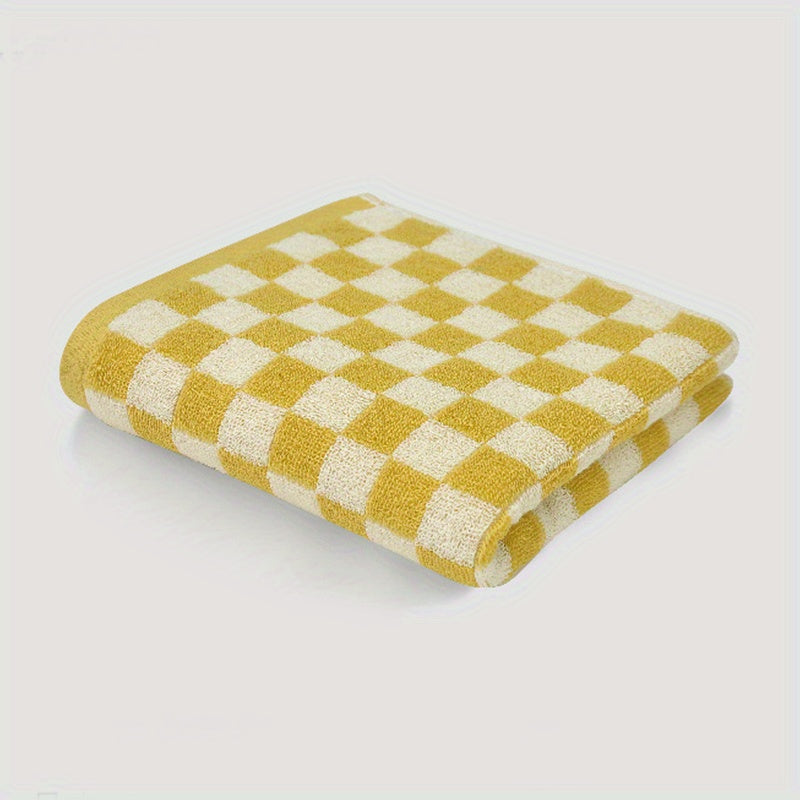 Checkerboard Pattern Cotton Hand Towel Soft Skin-friendly Face Towel