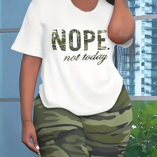 Camo Print Top & Shorts Set
