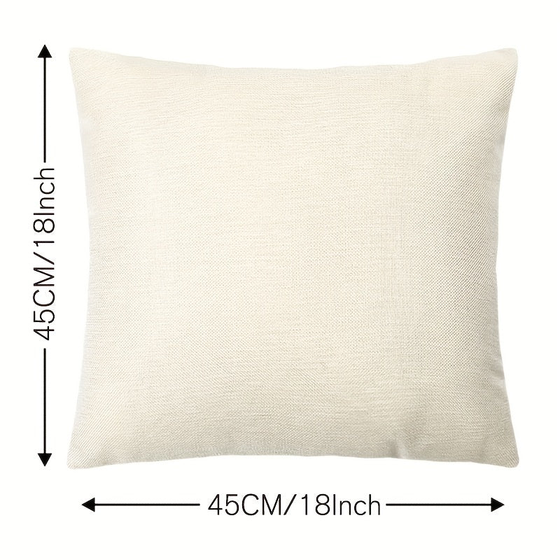 4pcs Abstract Flower Linen Cushion Cover 45x45, Geometric Sofa Pillow Case