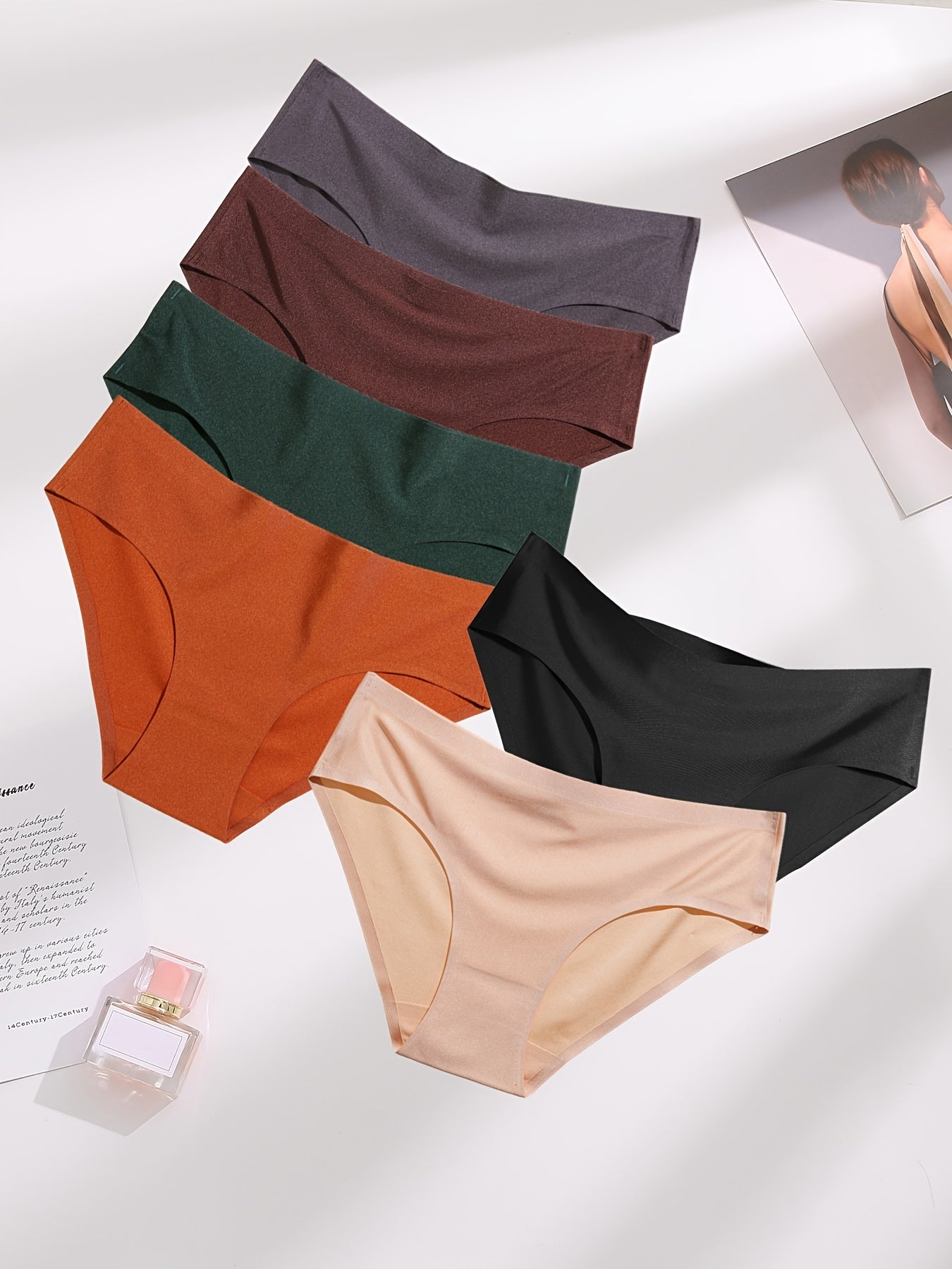 6pcs Seamless Solid Bikini Panties Women's Lingerie