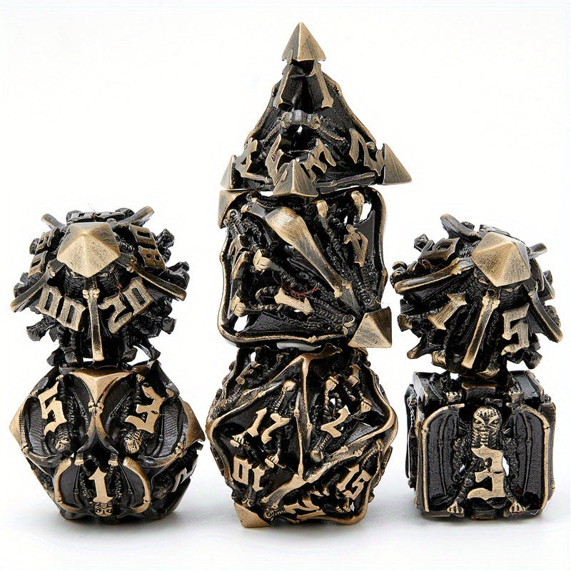 Metal Dice Squid Monster Hand Punk Halloween 7 Hollow Polyhedral Dice